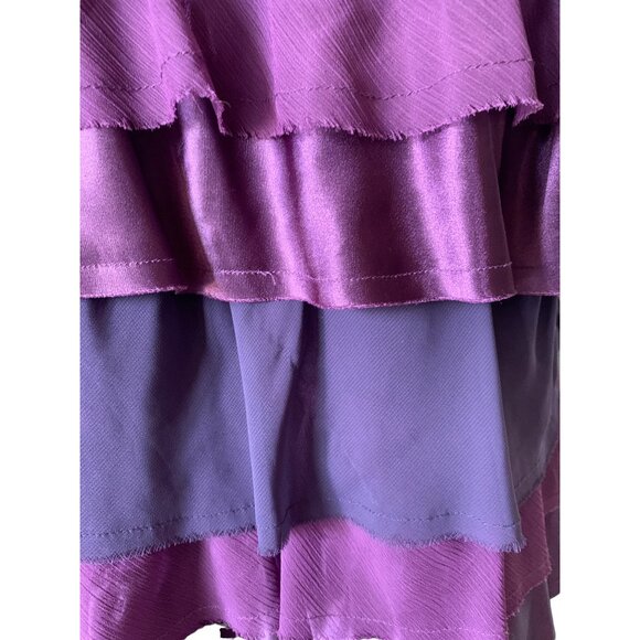 🍒 2/$20 🍒 Purple Multi-Layer Ruffled Tank Top in Varying Shades sz Large - Picture 2 of 6